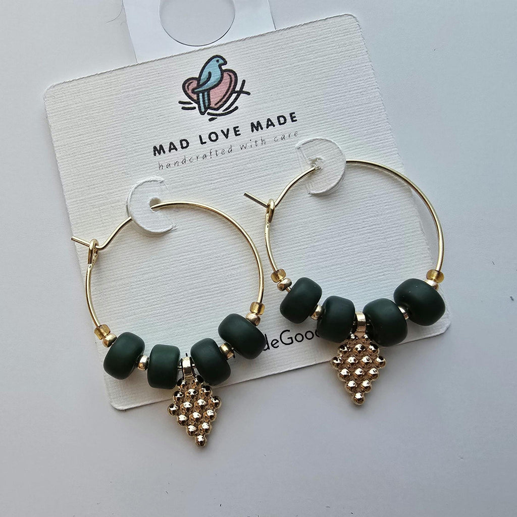 Beaded Hoop Earrings: Gold Charm, Elegant Boho Jewelry