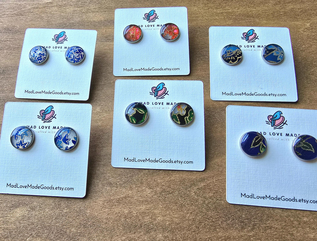 Origami Paper Stud Earrings: Handcrafted Boho Jewelry