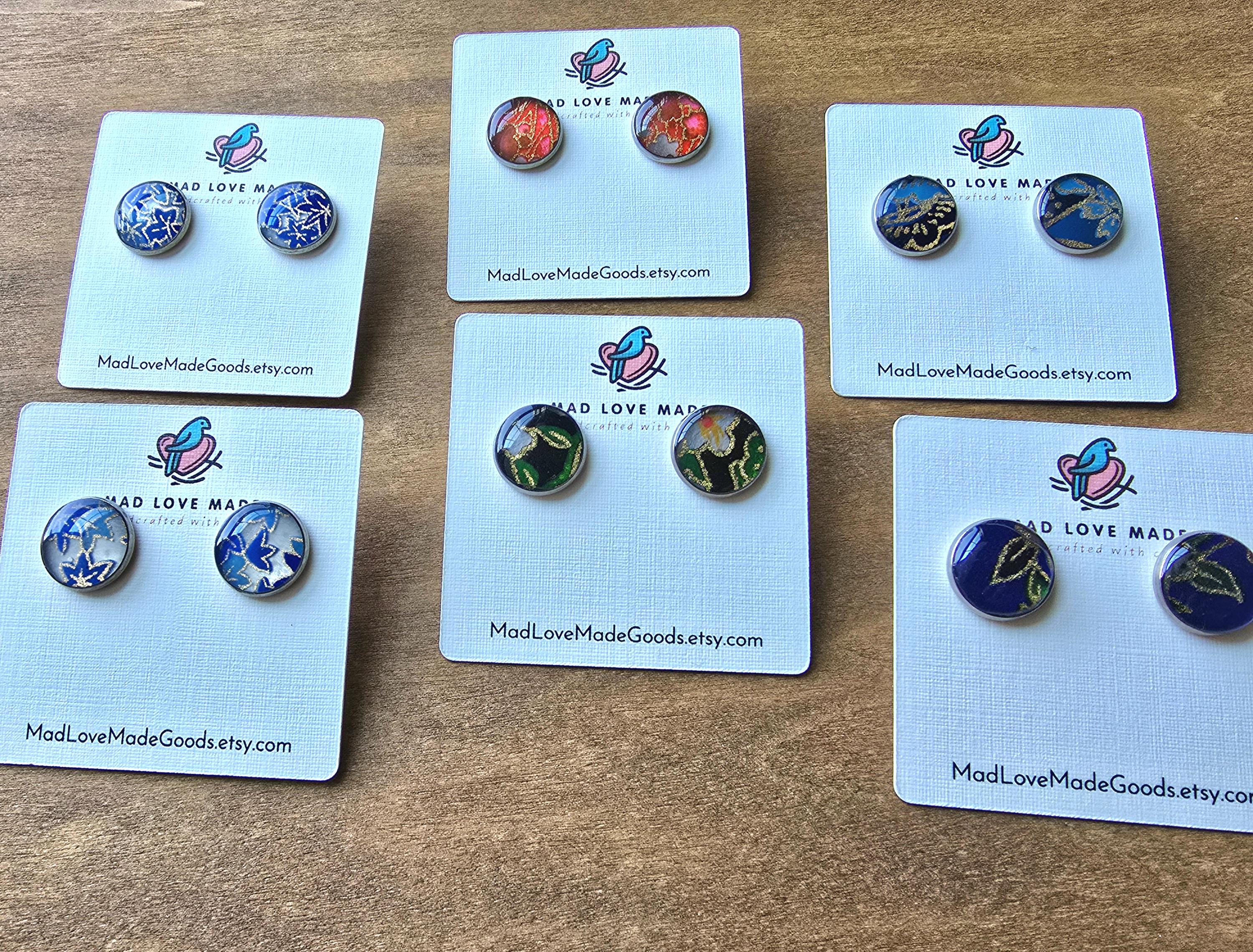 Origami Paper Stud Earrings: Handcrafted Boho Jewelry