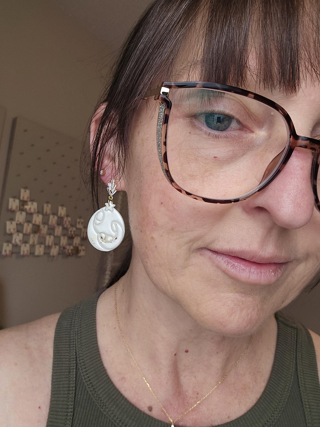 Holy Family Christmas Dangle Earring, Surgical Steel