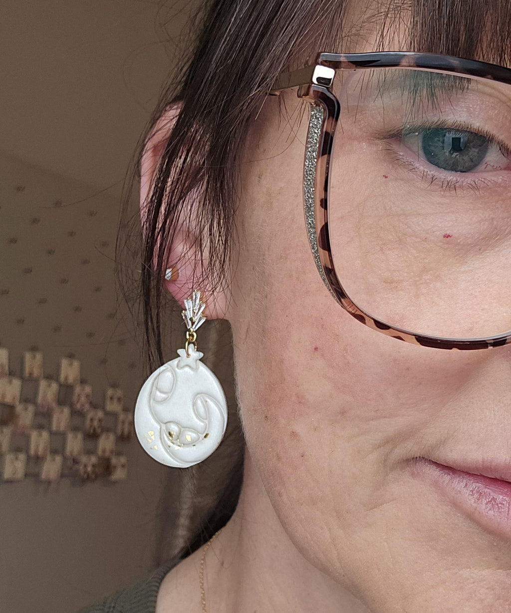 Holy Family Christmas Dangle Earring, Surgical Steel