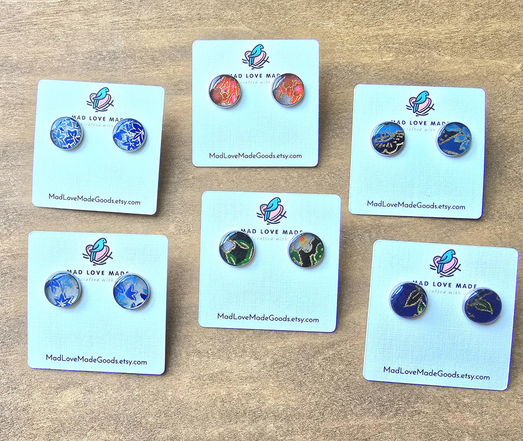 Origami Paper Stud Earrings: Handcrafted Boho Jewelry