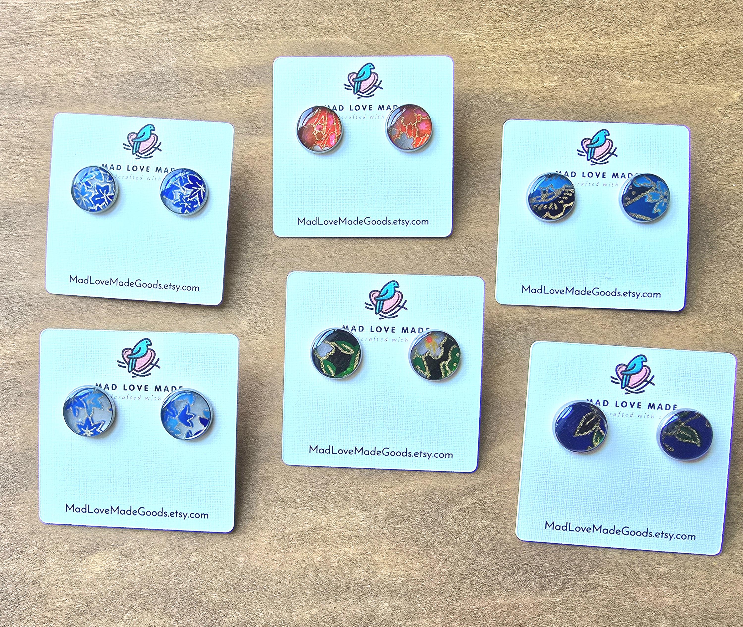 Origami Paper Stud Earrings: Handcrafted Boho Jewelry