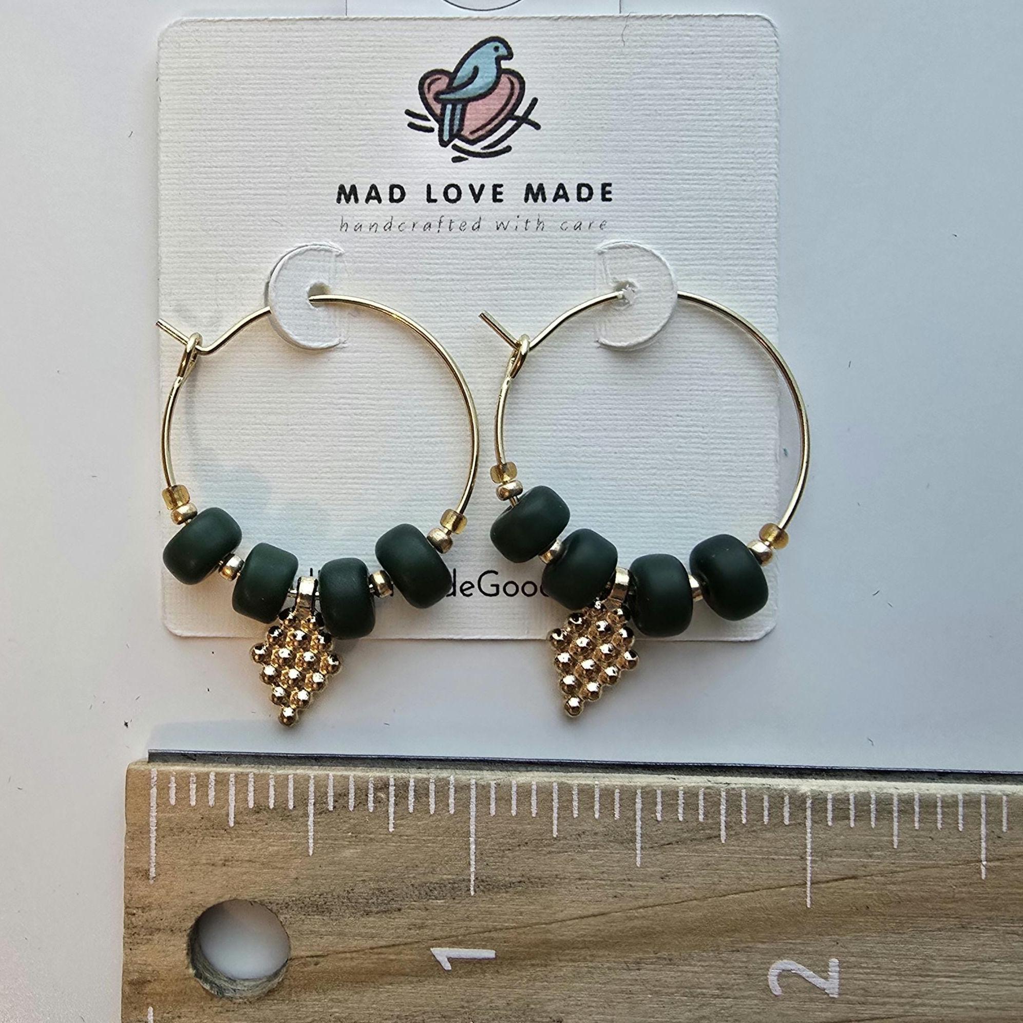 Beaded Hoop Earrings: Gold Charm, Elegant Boho Jewelry