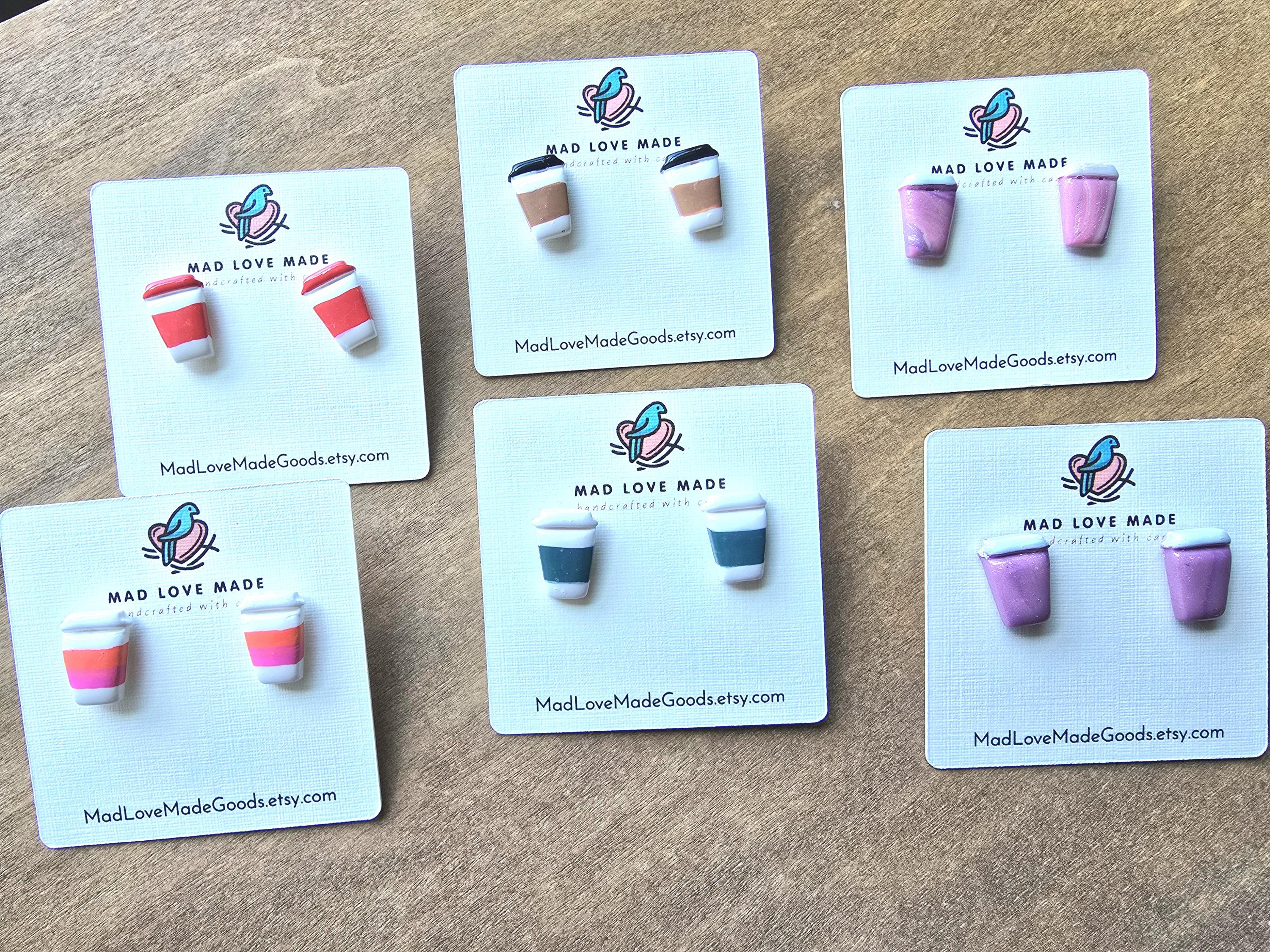 Handpainted Coffee Cup Earrings: Choose Your Fave!