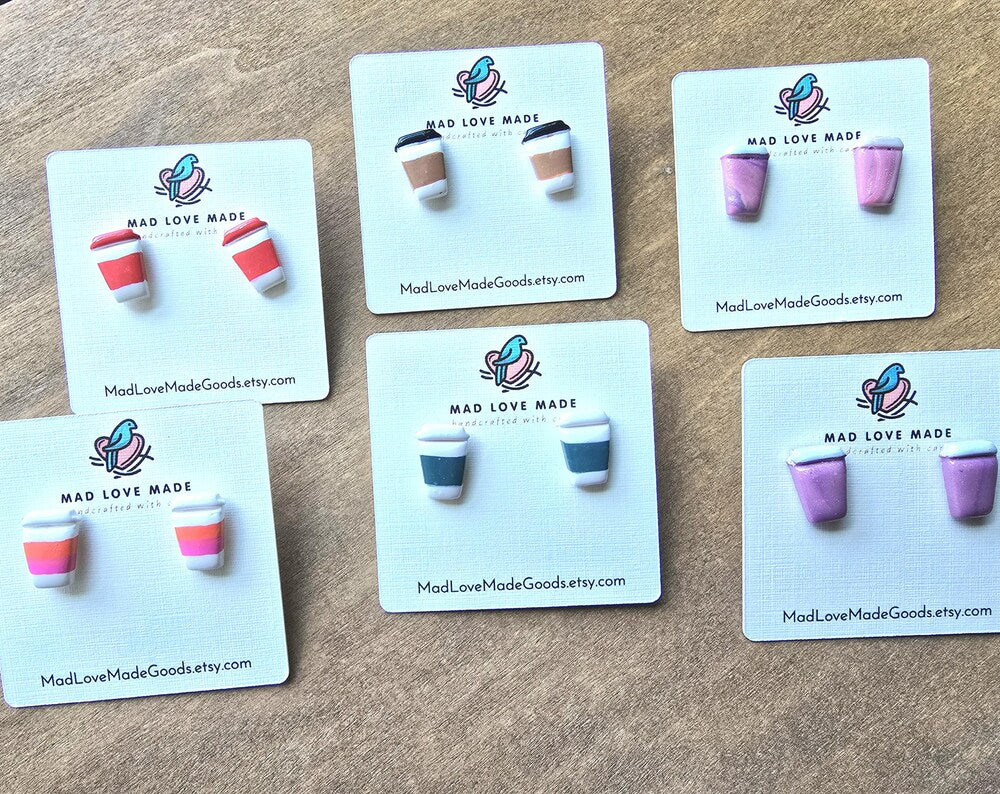 Handpainted Coffee Cup Earrings